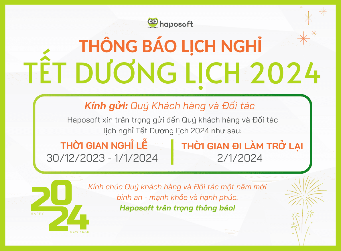 THÔNG BÁO LỊCH NGHỈ TẾT DƯƠNG LỊCH 2024