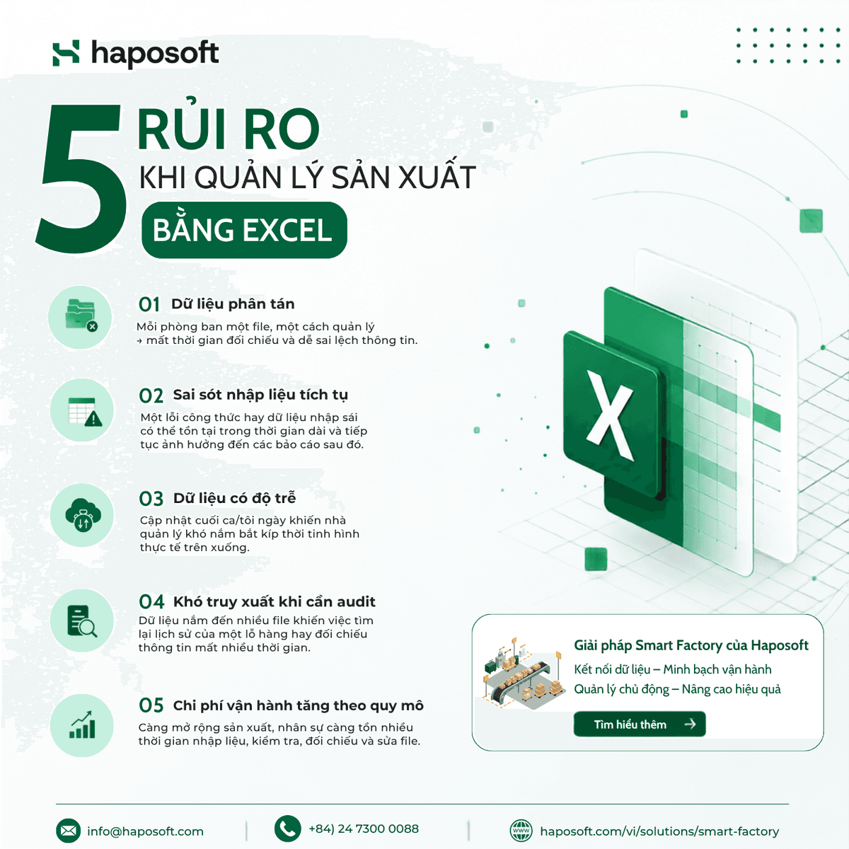 5 rủi ro khi quản lý sản xuất bằng Excel