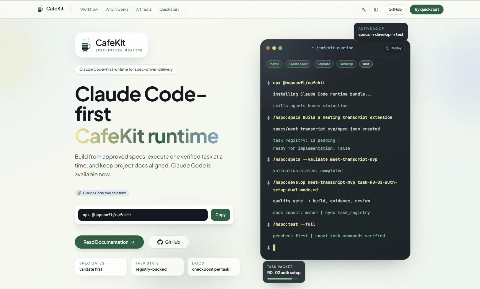 CafeKit by Haposoft streamlines AI-assisted development with automated Spec-Driven workflows.