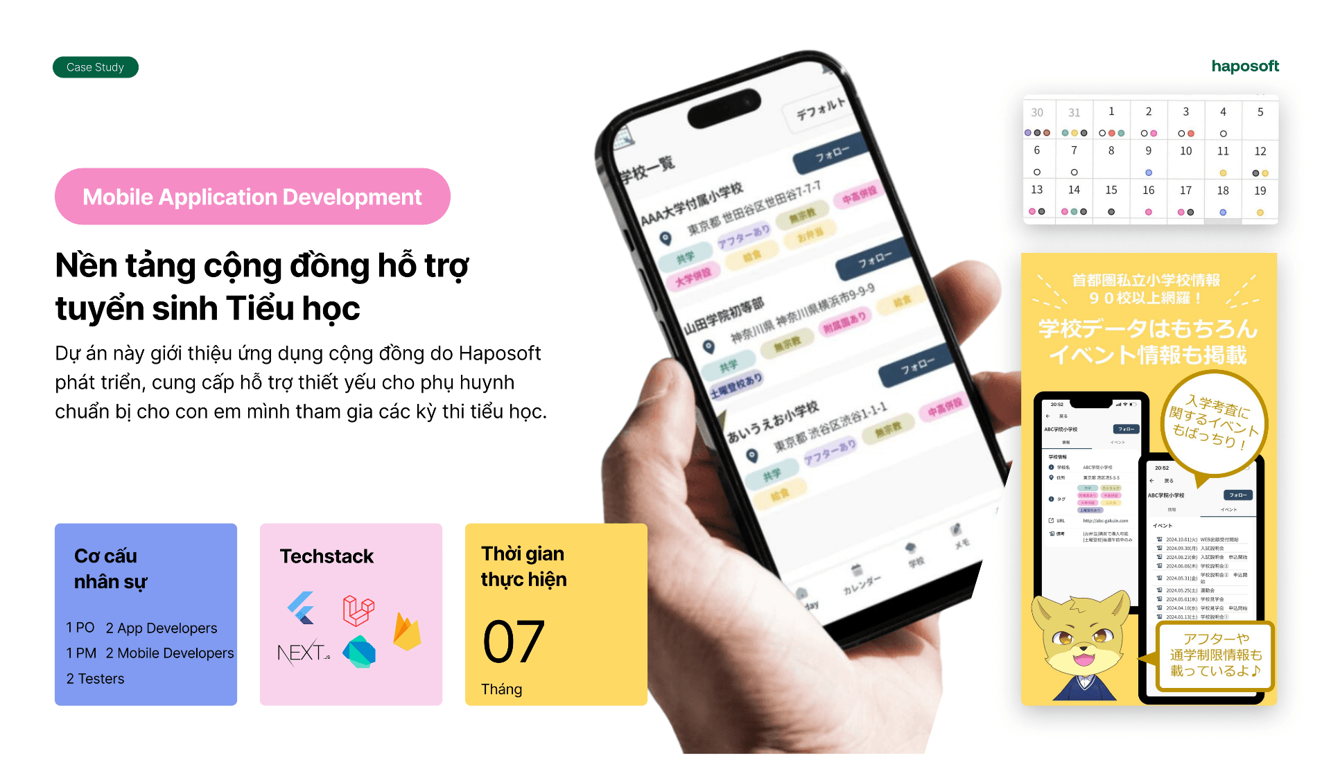 Phụ huynh sử dụng ứng dụng di động hỗ trợ tuyển sinh tiểu học do Haposoft phát triển.